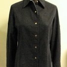 St. John Sport Navy Linen Button Down Long Sleeve Blouse - Size S