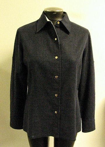 St. John Sport Navy Linen Button Down Long Sleeve Blouse - Size S
