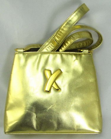 Paloma Picasso Gold Metallic Leather Signature Bag