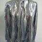 St. John Silver Metallic Button Blouse with Neck Tie/Scarf Women's Size 8