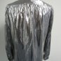 St. John Silver Metallic Button Blouse with Neck Tie/Scarf Women's Size 8