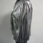 St. John Silver Metallic Button Blouse with Neck Tie/Scarf Women's Size 8