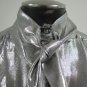 St. John Silver Metallic Button Blouse with Neck Tie/Scarf Women's Size 8