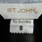 St. John Silver Metallic Button Blouse with Neck Tie/Scarf Women's Size 8