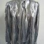 St. John Silver Metallic Button Blouse with Neck Tie/Scarf Women's Size 8
