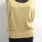 St. John Basics Marie Gray Gold Shimmer Metallic Santana Knit Sleeveless Top L
