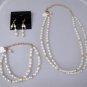 Fresh Water Pearl Necklace Set, Bracelet and Earrings