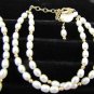 Fresh Water Pearl Necklace Set, Bracelet and Earrings