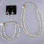 Fresh Water Pearl Necklace Set, Bracelet and Earrings