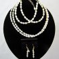 Fresh Water Pearl Necklace Set, Bracelet and Earrings