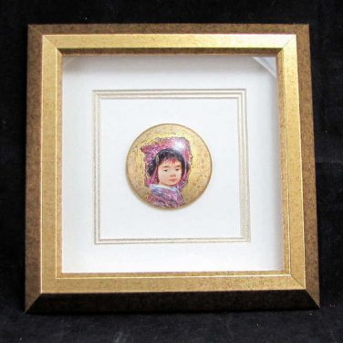 Laurel Treasures Painted Japanese Style Saucer of Girl Framed