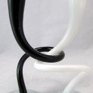 Handblown Glass Intertwined Candlesticks - Black and White
