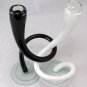 Handblown Glass Intertwined Candlesticks - Black and White