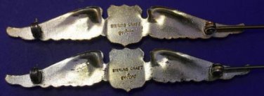 Two (2) Sterling Craft by Coro Pilots Wing Pins WWII Patriotic Sweetheart Wings