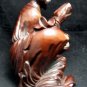 VTG Oriental Resting Man and Tiger Rose Wood Sculpture with Bone Inlay