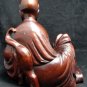 VTG Oriental Resting Man and Tiger Rose Wood Sculpture with Bone Inlay