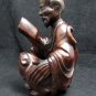 VTG Oriental Resting Man and Tiger Rose Wood Sculpture with Bone Inlay