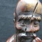 VTG Oriental Resting Man and Tiger Rose Wood Sculpture with Bone Inlay