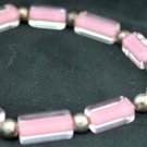 Handmade Pink Glass Bead Bracelet with Sterling Silver Clasp