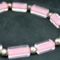 Handmade Pink Glass Bead Bracelet with Sterling Silver Clasp
