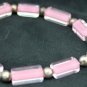 Handmade Pink Glass Bead Bracelet with Sterling Silver Clasp