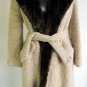 Vintage 3/4 Dark Brown and Beige Nutria / Coypu Fur and Wool Coat 39" Long