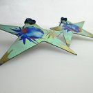 Star burst Planetary Splash Anodized One-of-a-Kind Titanium Post Earrings Hypo-Allergenic