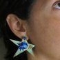 Star burst Planetary Splash Anodized One-of-a-Kind Titanium Post Earrings Hypo-Allergenic