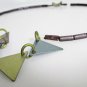 Triangle Titanium Necklace w/ Bronze Titanium Links Which Replicate Dark Wood Beads