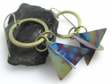 Tri-Circle Nebula Anodized Titanium Earrings