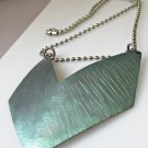 Large Solid Titanium Chevron Symbol Necklace Anodized Green with Stainless Ball Chain and Clasp