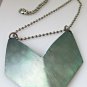 Large Solid Titanium Chevron Symbol Necklace Anodized Green with Stainless Ball Chain and Clasp