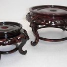 5" round carved high wood stand cherry base.  we have all sizes.