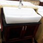 28" modern bath wall mount vanity cherry cabinet w/ porcelain top sink w/faucet