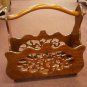 magazine rack holder honey rosewood stained with flowers and birds carving
