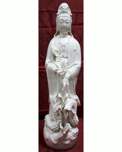 Kwun Yin solid white porcelain statue 26" figurine