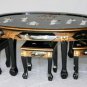 48" oval glass top mother of pearl coffee table w/stool