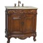 30" combo Cream Marble bathroom vanity Teak finish sink with mirror