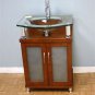 24" Raised Glass top Modern Vanity Cherry w/ faucet