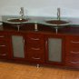 63" Glass top Modern Double Vanity Cherry w/ faucet sink