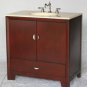 36" Espresso Cream marble top nickel handle Vanity sink