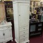22" Whitewash Stained Linen Tower Cabinet w/ Inside Mirror