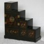 Chinese solid black Step / Ladder cabinet with brass hardware