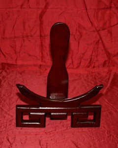 18" high cherry wood fancy key design plate stand.  we have all sizes.