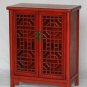 Chinese Red Elmwood open - hand carved design cabinet