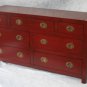 Chinese Wood solid red 7 drawer asian style dresser with brass hardware