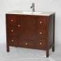 40" modern bath sink vanity espresso cabinet with porcelain top w/ faucet