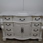 50" White Marble Single Bathroom Vanity Sink White Wash Finish w/ White Bowl