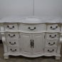 50" White Marble Single Bathroom Vanity Sink White Wash Finish w/ White Bowl
