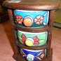 Indian Wooden 3 drawer trinket box hand Carved